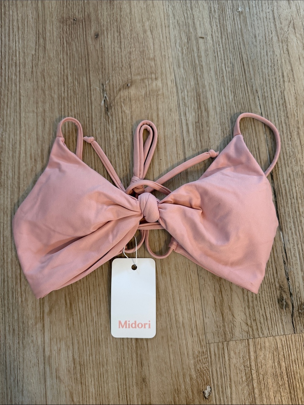 NWT Midori Jesse Knot-Front Bikini Top in Melon
